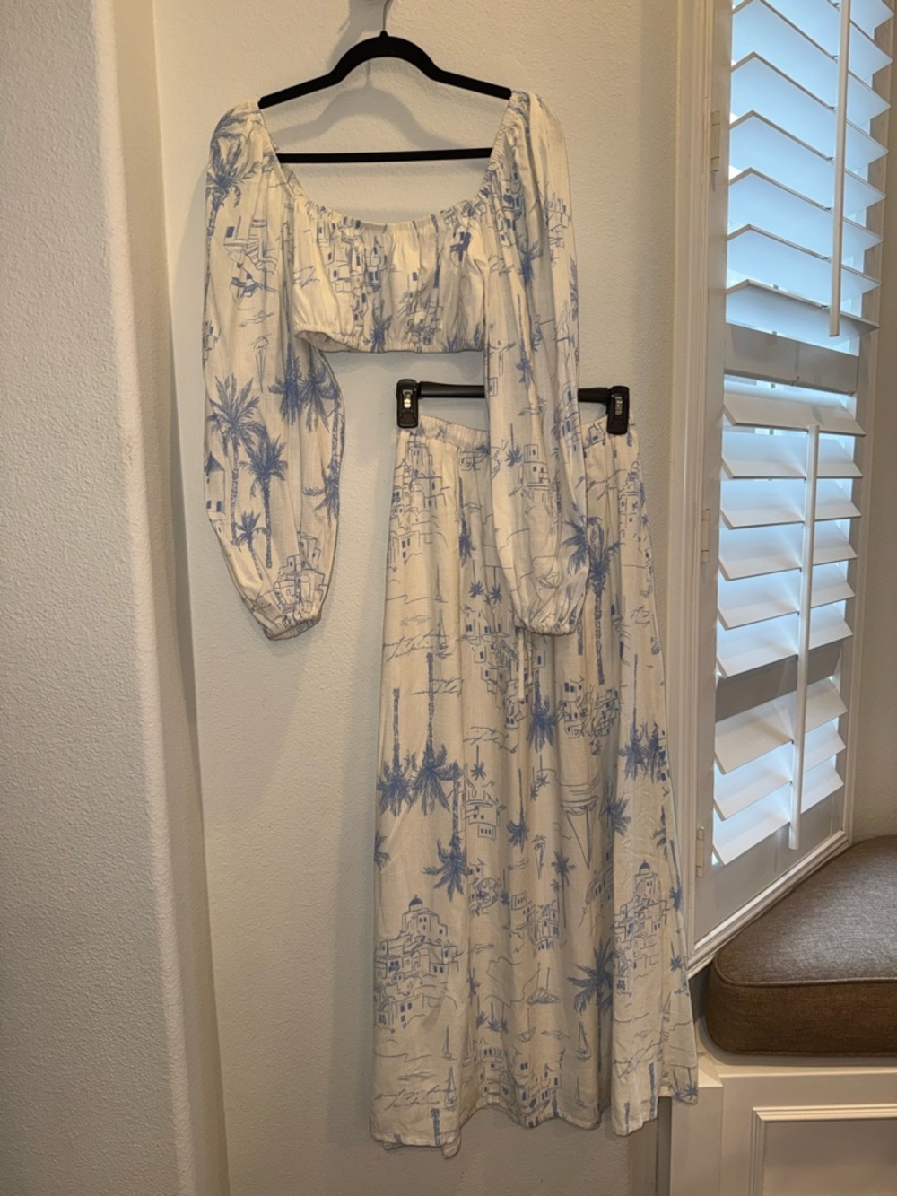 SABO Blue/White Jhazelle Santorini Crop Top + Maxi Skirt Set Woman Size 2 - Picture 2 of 7